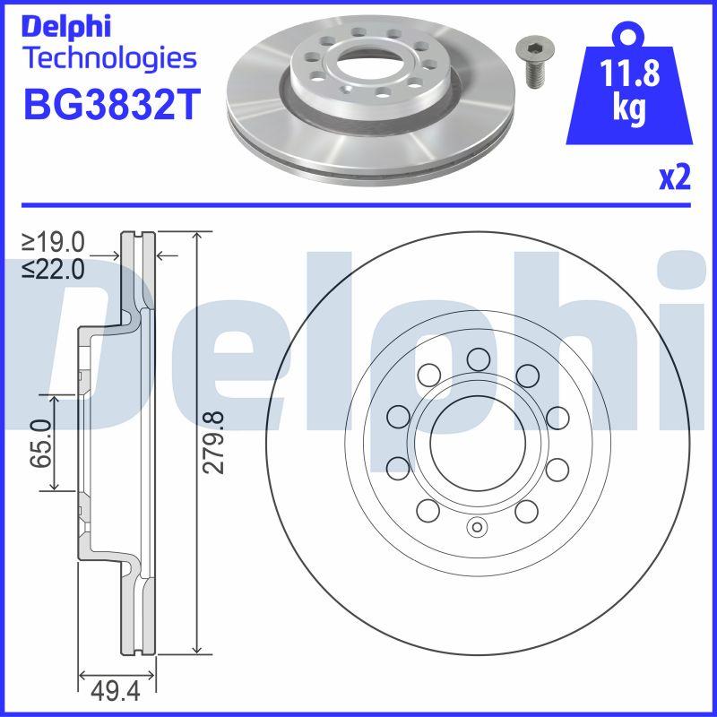 Delphi BG3832T - Тормозной диск autospares.lv