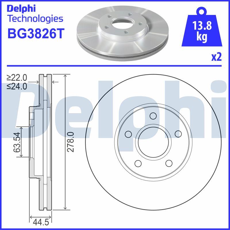 Delphi BG3826T - Тормозной диск autospares.lv