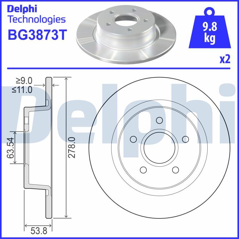 Delphi BG3873T - Тормозной диск autospares.lv