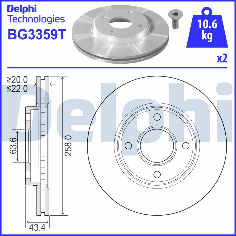 Delphi BG3359T - Тормозной диск autospares.lv