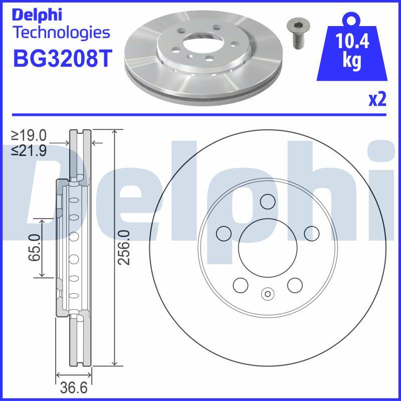 Delphi BG3208T - Тормозной диск autospares.lv