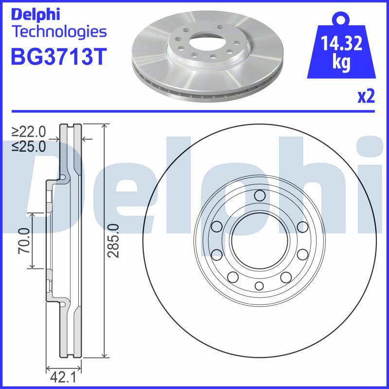 Delphi BG3713T - Тормозной диск autospares.lv