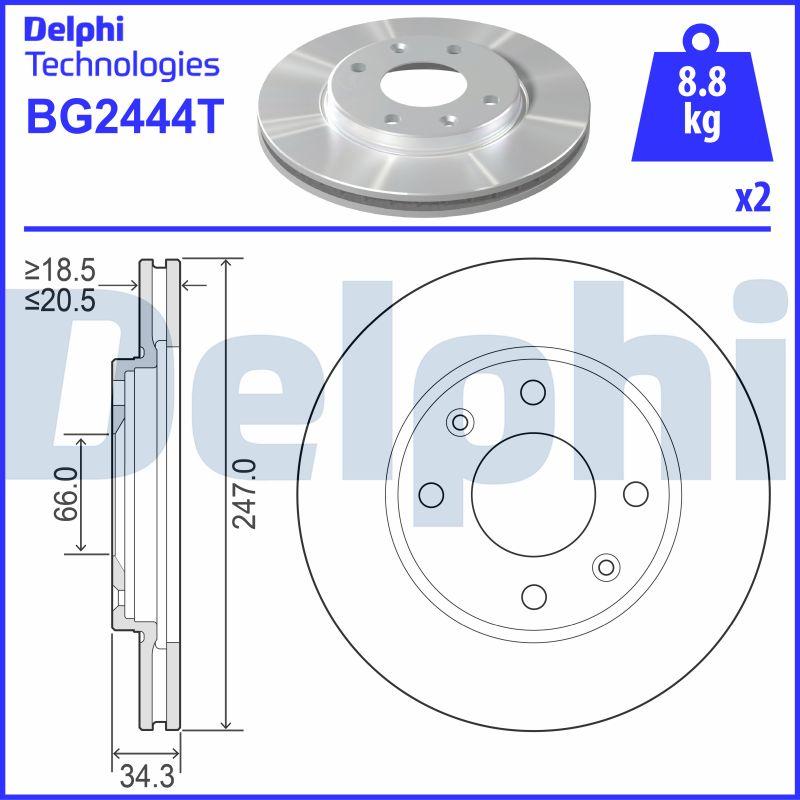 Delphi BG2444T - Тормозной диск autospares.lv