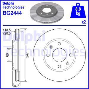 Delphi BG2444 - Тормозной диск autospares.lv