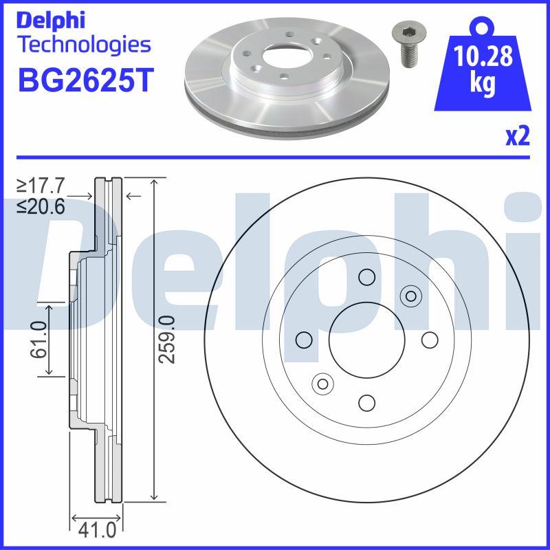 Delphi BG2625T - Тормозной диск autospares.lv