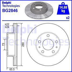 Delphi BG2846 - Тормозной диск autospares.lv