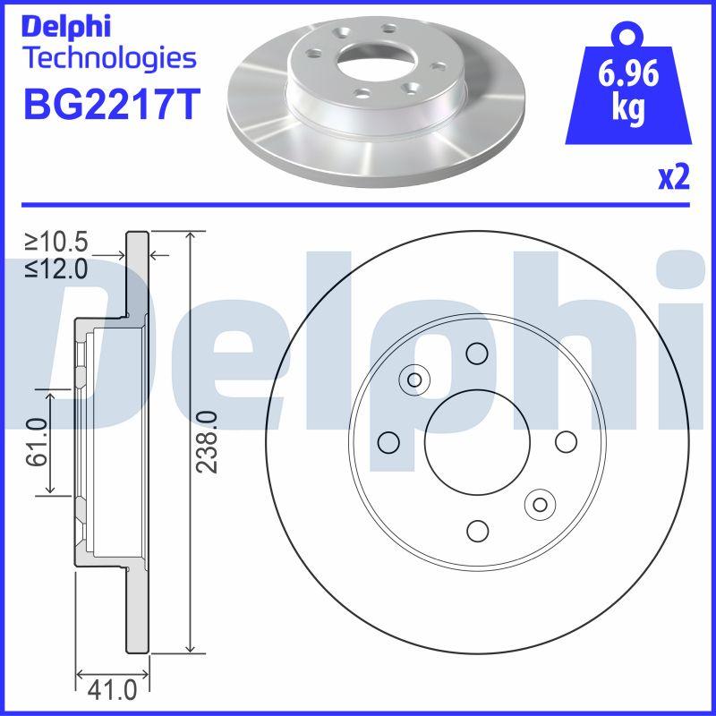 Delphi BG2217T - Тормозной диск autospares.lv