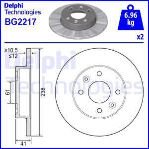 Delphi BG2217 - Тормозной диск autospares.lv