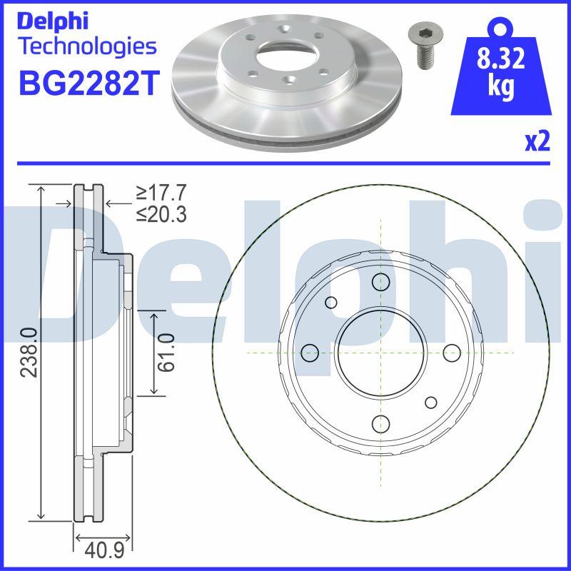 Delphi BG2282T - Тормозной диск autospares.lv