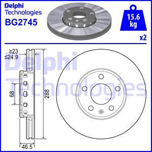 Delphi BG2745 - Тормозной диск autospares.lv