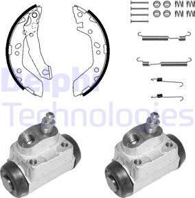 Delphi KP1104 - Комплект тормозных колодок, барабанные autospares.lv