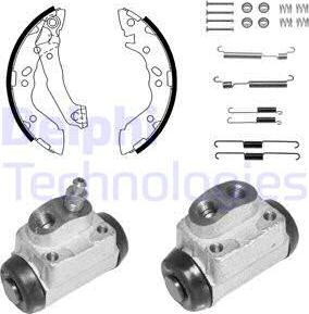 Delphi KP1105 - Комплект тормозных колодок, барабанные autospares.lv