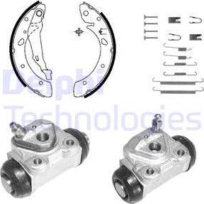 Delphi KP1101 - Комплект тормозных колодок, барабанные autospares.lv