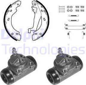 Delphi KP1127 - Комплект тормозных колодок, барабанные autospares.lv