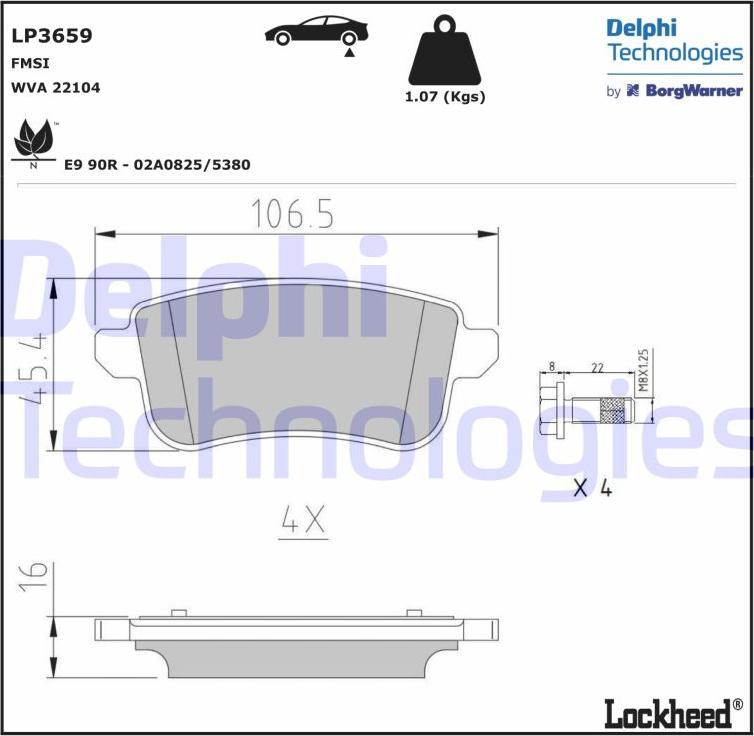 Delphi LP3659 - Тормозные колодки, дисковые, комплект autospares.lv