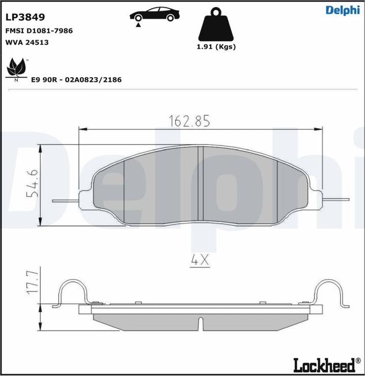 Delphi LP3849 - Тормозные колодки, дисковые, комплект autospares.lv