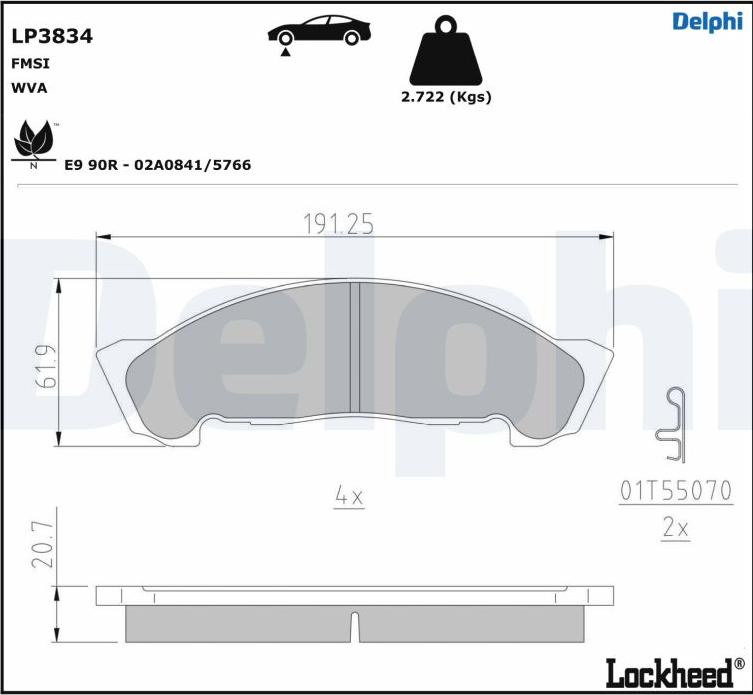 Delphi LP3834 - Тормозные колодки, дисковые, комплект autospares.lv