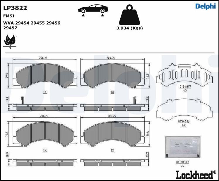 Delphi LP3822 - Тормозные колодки, дисковые, комплект autospares.lv