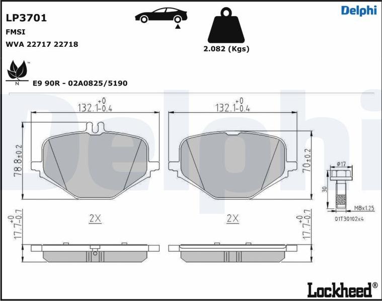 Delphi LP3701 - Тормозные колодки, дисковые, комплект autospares.lv