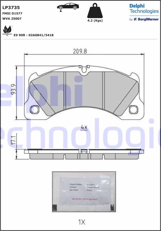 Delphi LP3735 - Тормозные колодки, дисковые, комплект autospares.lv