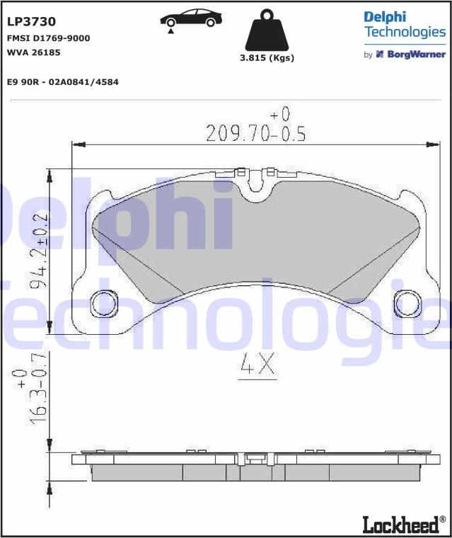 Delphi LP3730 - Тормозные колодки, дисковые, комплект autospares.lv