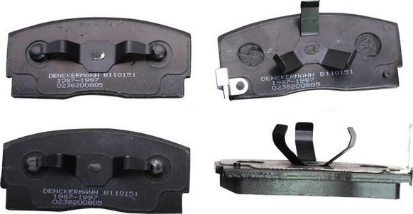 Denckermann B110151 - Тормозные колодки, дисковые, комплект autospares.lv