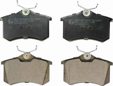 Denckermann B110861 - Тормозные колодки, дисковые, комплект autospares.lv
