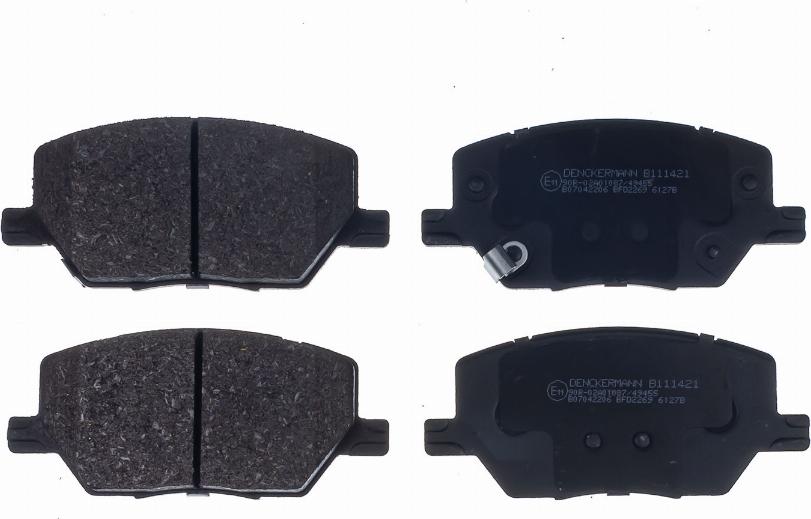 Denckermann B111421 - Тормозные колодки, дисковые, комплект autospares.lv
