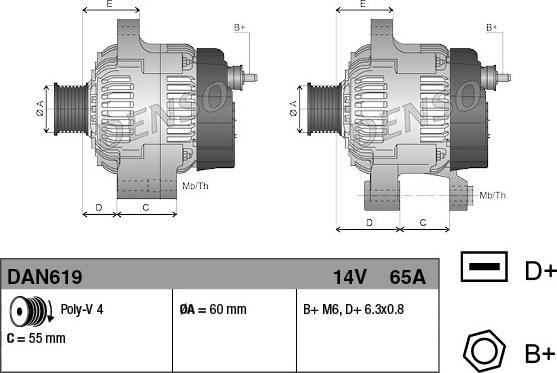 Denso DAN619 - Генератор autospares.lv