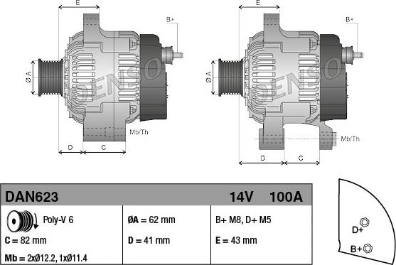 Denso DAN623 - Генератор autospares.lv