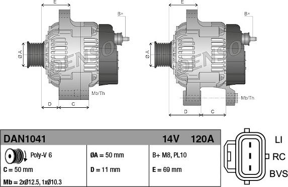 Denso DAN1041 - Генератор autospares.lv