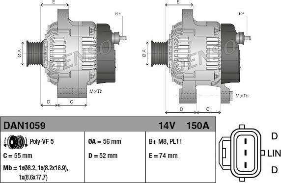 Denso DAN1059 - Генератор autospares.lv