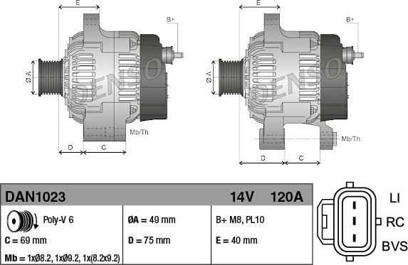 Denso DAN1023 - Генератор autospares.lv