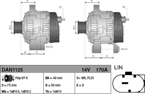 Denso DAN1125 - Генератор autospares.lv