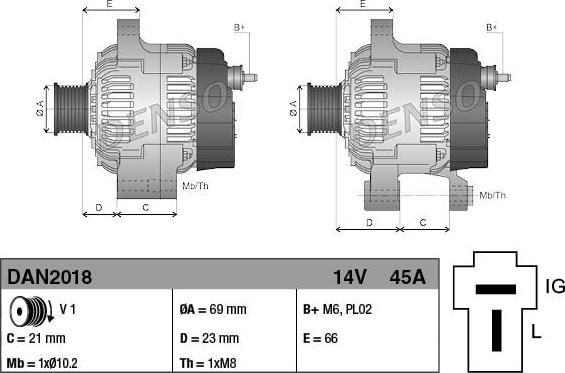 Denso DAN2018 - Генератор autospares.lv