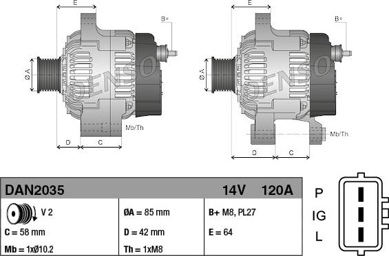 Denso DAN2035 - Генератор autospares.lv