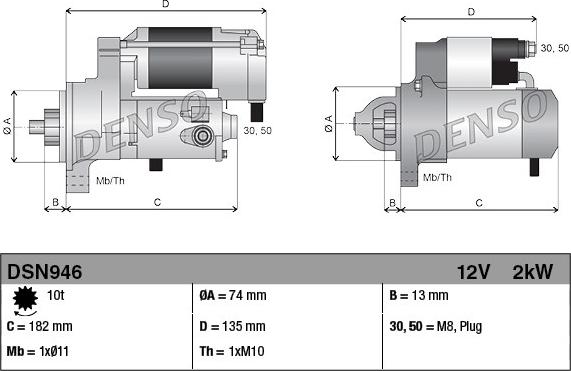 Denso DSN946 - Стартер autospares.lv