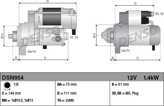 Denso DSN954 - Стартер autospares.lv