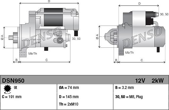 Denso DSN950 - Стартер autospares.lv