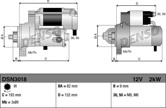 Denso DSN3018 - Стартер autospares.lv