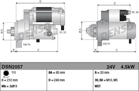 Denso DSN2057 - Стартер autospares.lv