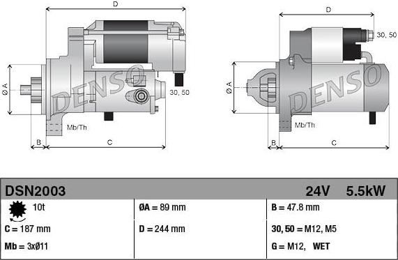 Denso DSN2003 - Стартер autospares.lv