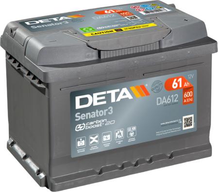DETA DA612 - Стартерная аккумуляторная батарея, АКБ autospares.lv