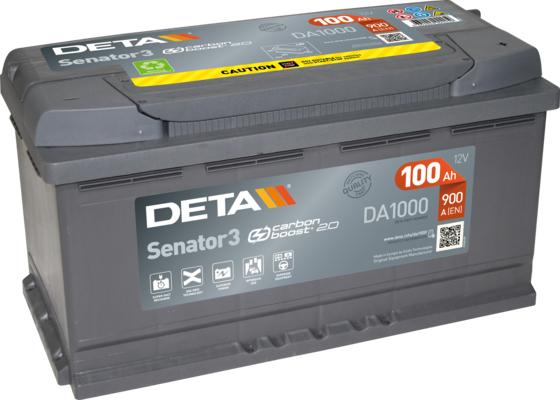 DETA DA1000 - Стартерная аккумуляторная батарея, АКБ autospares.lv