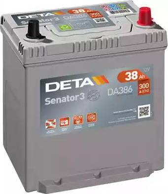 DETA DA386 - Стартерная аккумуляторная батарея, АКБ autospares.lv