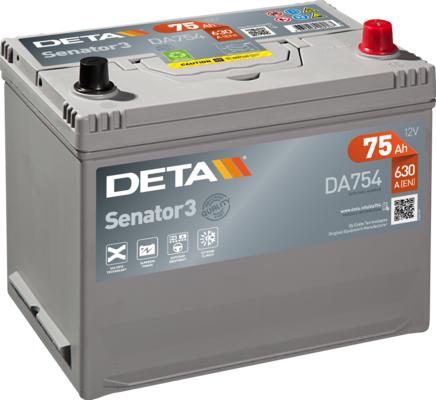 DETA DA754 - Стартерная аккумуляторная батарея, АКБ autospares.lv