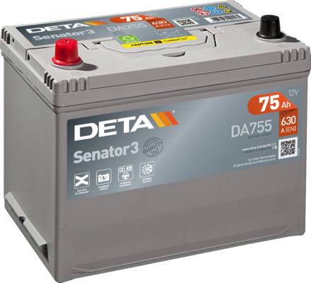 DETA DA755 - Стартерная аккумуляторная батарея, АКБ autospares.lv