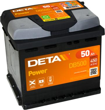 DETA DB500 - Стартерная аккумуляторная батарея, АКБ autospares.lv