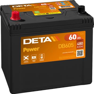 DETA DB605 - Стартерная аккумуляторная батарея, АКБ autospares.lv