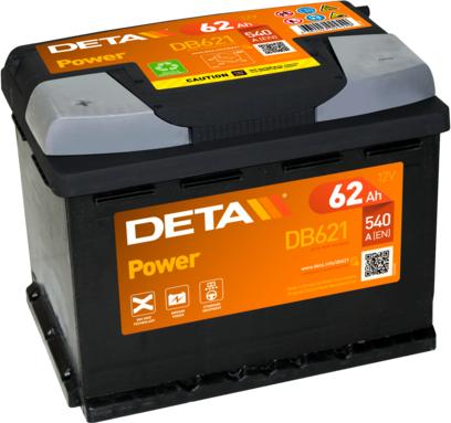 DETA DB621 - Стартерная аккумуляторная батарея, АКБ autospares.lv